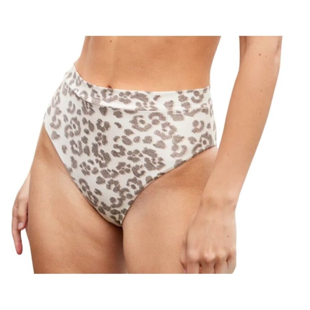 Aerie Leopard High Cut Cheeky Bikini Bottom Medium